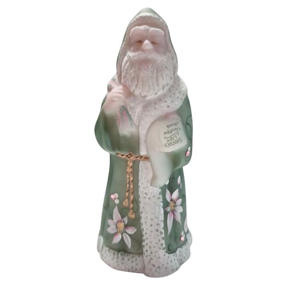 Fenton Glass Santa Figurine Limited Edition Signed Bejewled Green Holiday Decor - Picture 12 of 13